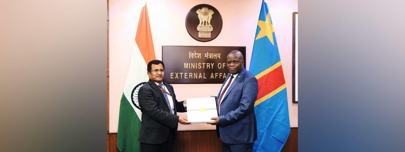 1st India-Democratic Republic of Congo Foreign Office Consultations held in New Delhi, co-chaired by Additional Secretary (Central and West Africa), Shri Sevala Naik Mude and H.E. Mr. Wabenga Kaleo Theo, Permanent Secretary, Ministry of Foreign Affairs and Francophonie of Democratic Republic of Congo