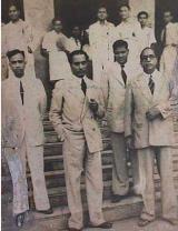 Dr. Ambedkar with Mr. Homi Bhabhanand and other colleagues at Siddharth College