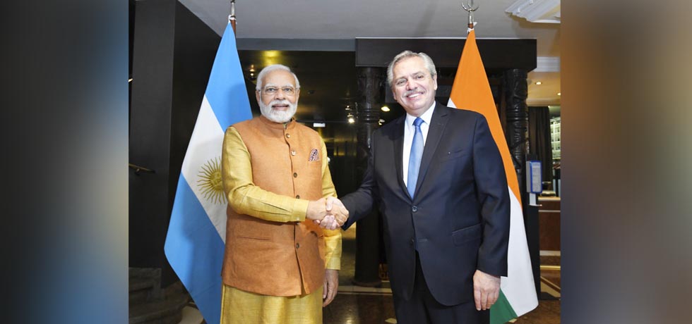 Prime Minister Shri Narendra Modi met H.E. Mr. Alberto Fernandez, President of Argentina on the sidelines of G7 Summit in Munich, Germany