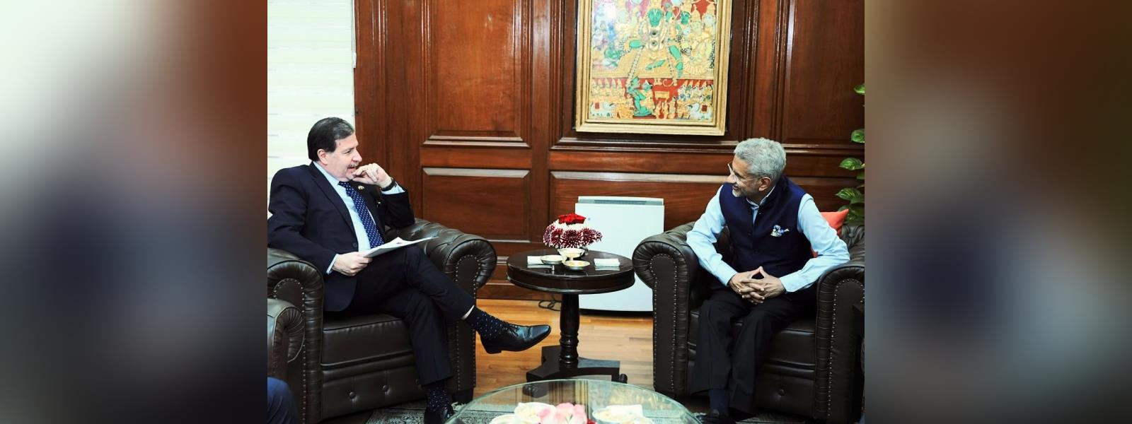External Affairs Minister Dr. S. Jaishankar met H. E. Mr. Alex Wetzig Abdale, Secretary General for Foreign Policy of Chile in New Delhi