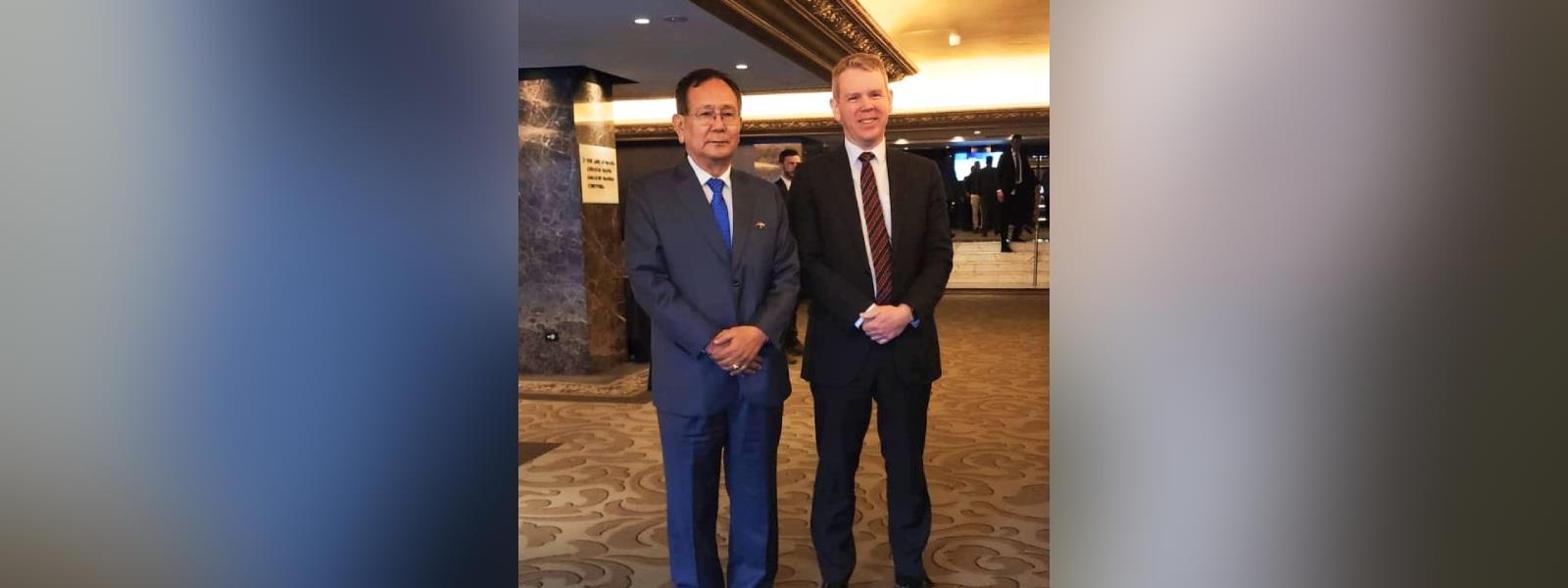 Minister of State for External Affairs Dr. Rajkumar Ranjan Singh welcomed H.E. Mr. Chris Hipkins, Prime Minister of New Zealand at the first India Business Summit in Wellington