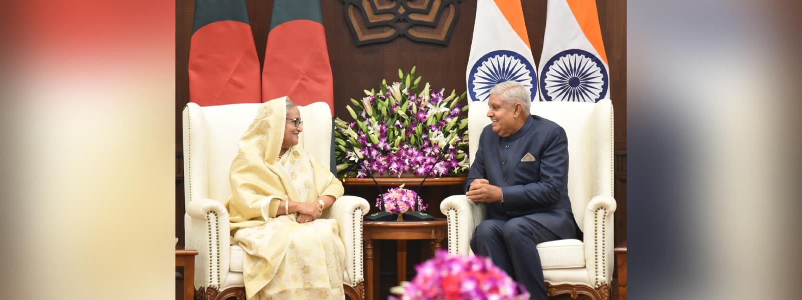 Prime Minister of Bangladesh, H.E. Sheikh Hasina called on Vice-President, Shri Jagdeep Dhankhar at Vice-President's Enclave