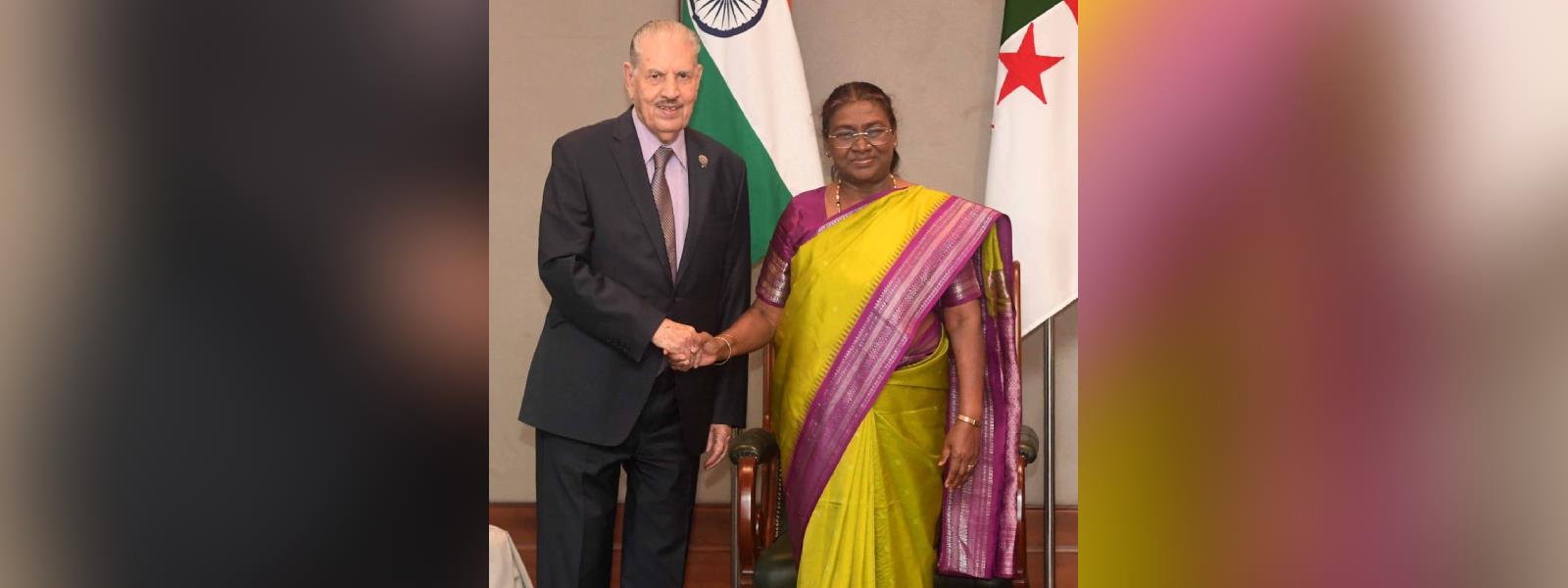 Speaker of the Council of the Nation of Algeria, H.E. Mr. Salah Goudjil called on President Smt. Droupadi Murmu in Algiers