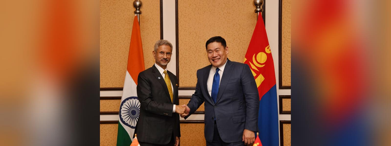 External Affairs Minister, Dr. S. Jaishankar called on Prime Minister of Mongolia, H.E. Mr. Oyun-Erdene Luvsannamsrai on the sidelines of SCO Summit in Islamabad