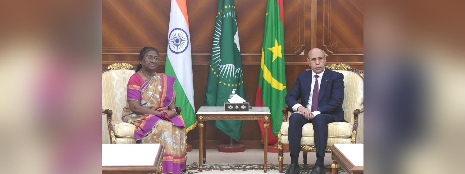 President Smt. Droupadi Murmu met President of Mauritania, H.E. Mr. Mohamed Ould Ghazouani in Nouakchott