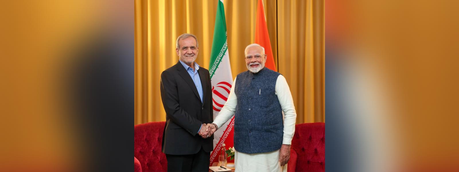 Prime Minister, Shri Narendra Modi met President of Iran, H.E. Dr. Masoud Pezeshkian on the sidelines of the 16th BRICS Summit in Kazan, Russia