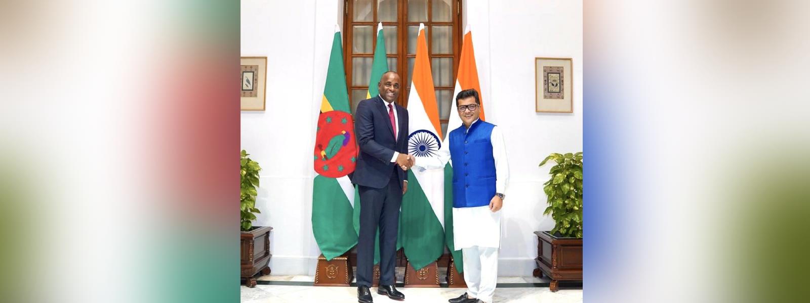 Minister of State for External Affairs, Shri Pabitra Margherita called on Prime Minister of Dominica, H.E. Mr. Roosevelt Skerrit in New Delhi