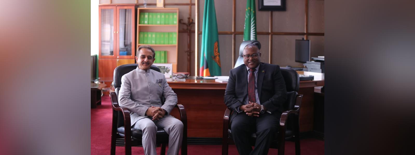 Minister of State for External Affairs, Shri Kirti Vardhan Singh met H.E. Mr. Mulambo Haimbe, Minister of Foreign Affairs and International Cooperation of Zambia in Lusaka