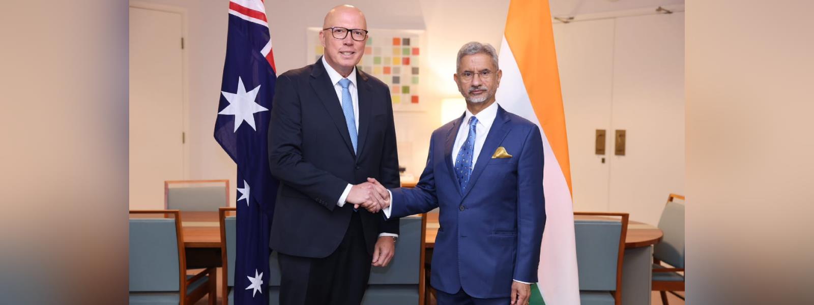 External Affairs Minister, Dr. S. Jaishankar met H.E. Mr. Peter Dutton, Leader of the Liberal Party of Australia in Canberra