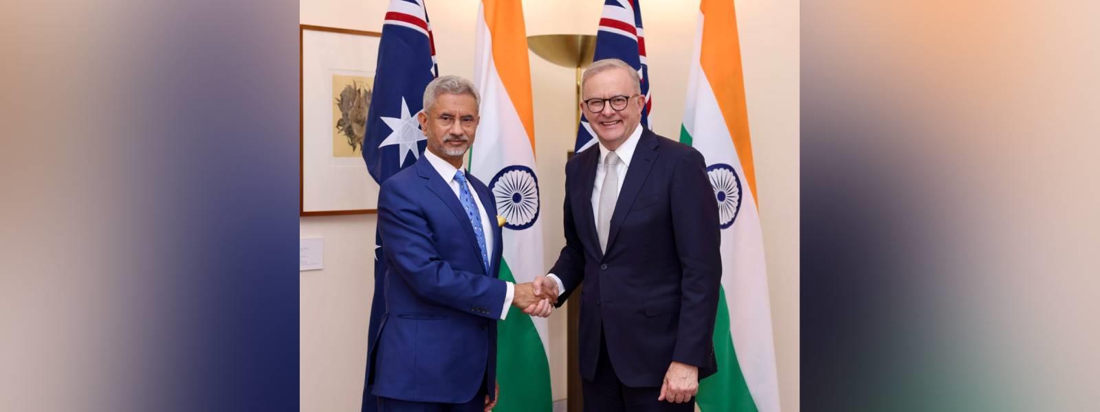 External Affairs Minister Dr. S. Jaishankar called on Prime Minister of Australia, H.E. Mr. Anthony Albanese in Canberra