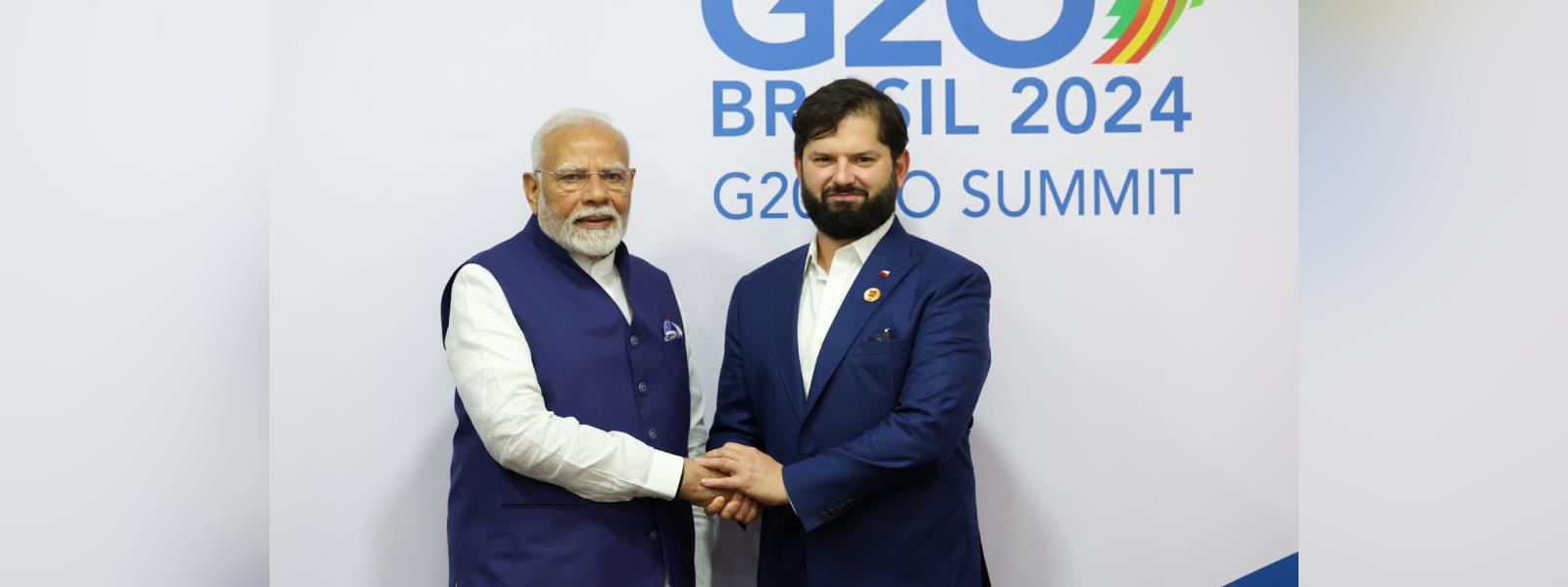 Prime Minister Shri Narendra Modi met H.E. Mr. Gabriel Boric Font, President of the Republic of Chile on the sidelines of G20 Summit in Rio de Janeiro