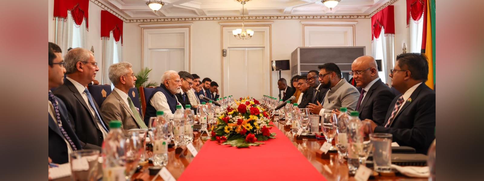 Prime Minister, Shri Narendra Modi held discussions with President of Guyana, H.E. Dr. Mohamed Irfaan Ali in Georgetown