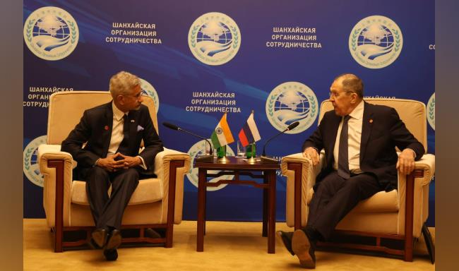 External Affairs Minister Dr. S. Jaishankar met H.E. Mr. Sergey Lavrov, Minister of Foreign Affairs of Russia on the sidelines of the SCO Foreign Ministers Meeting in Tianjin