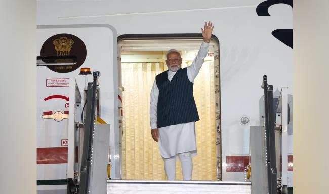 Prime Minister Shri Narendra Modi departed for Tokyo, Japan the first destination of his two nation visit to Japan and China