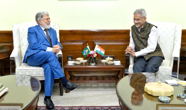 External Affairs Minister Dr. S. Jaishankar met Amb. Celso Amorim, Special Advisor to the President of Brazil in New Delhi
