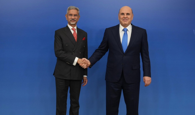 External Affairs Minister Dr. S. Jaishankar met H.E. Mr. Mikhail Mishustin, Prime Minister of the Russian Federation on the sidelines of the 24th Meeting of the Council of Heads of Government of the Member States of the Shanghai Cooperation Organisation in Moscow
