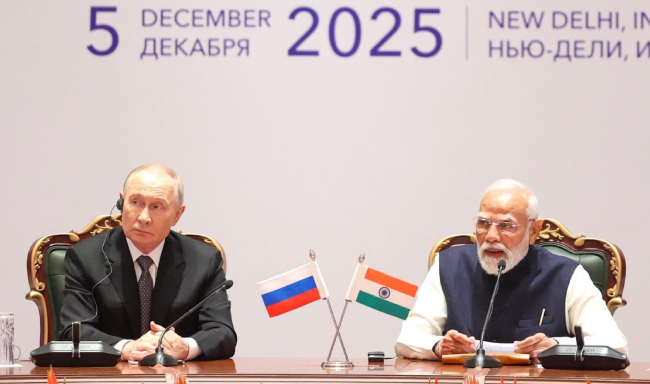 Prime Minister Shri Narendra Modi and H.E. Mr. Vladimir Putin, President of the Russian Federation addressed the India–Russia Trade Forum at Bharat Mandapam in New Delhi
