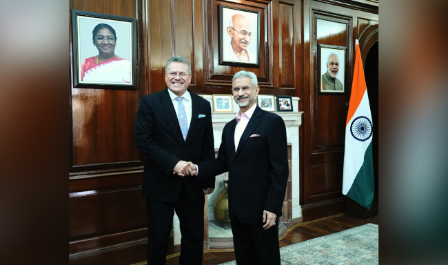 External Affairs Minister Dr. S. Jaishankar met H.E. Mr. Maros Sefcovic, European Commissioner for Trade and Economic Security in New Delhi