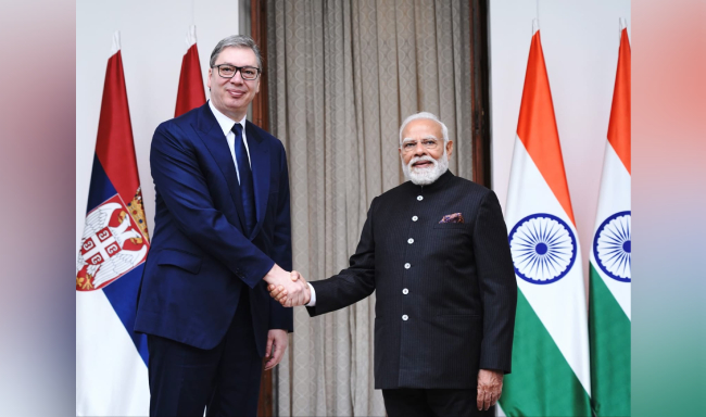 Prime Minister Shri Narendra Modi met H.E. Mr. Aleksandar Vucic, President of Serbia on the sidelines of the India AI Impact Summit 2026 in New Delhi