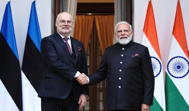 Prime Minister Shri Narendra Modi met H.E. Mr. Alar Karis, President of Estonia on the sidelines of the India AI Impact Summit 2026 in New Delhi