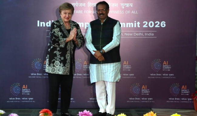 अंतर्राष्ट्रीय मुद्रा कोष (आईएमएफ) की प्रबंध निदेशक महामहिम सुश्री क्रिस्टालिना जॉर्जीवा इंडिया एआई इम्पैक्ट समिट में भाग लेने के लिए नई दिल्ली पहुंचीं