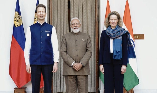 Prime Minister Shri Narendra Modi met His Serene Highness Alois Philipp Maria, Hereditary Prince of Liechtenstein on the sidelines of the India AI Impact Summit in New Delhi