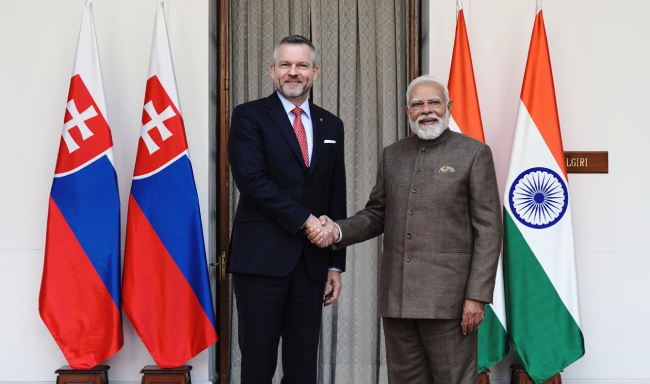 Prime Minister Shri Narendra Modi met H.E. Mr. Peter Pellegrini, President of the Slovak Republic on the sidelines of the India AI Impact Summit in New Delhi