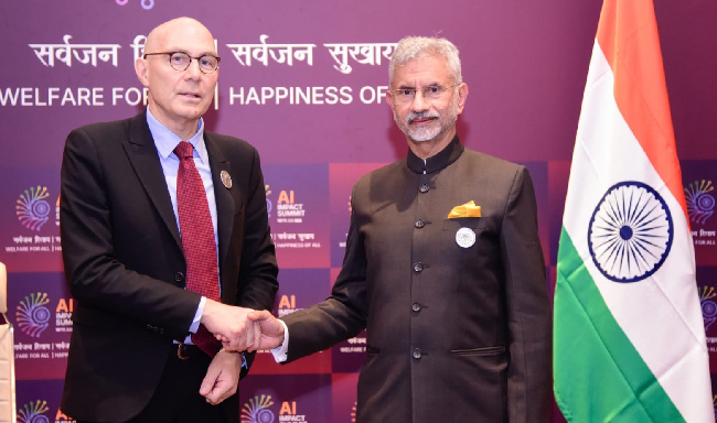 External Affairs Minister Dr. S. Jaishankar met H.E. Mr. Volker Turk, United Nations High Commissioner for Human Rights on sidelines of AI Impact Summit 2026
