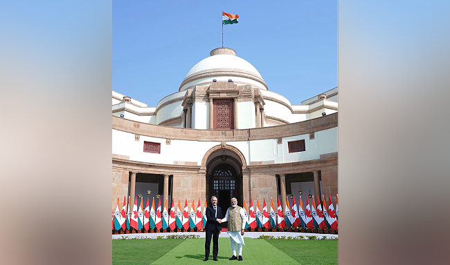 Prime Minister Shri Narendra Modi welcomed H.E. The Rt. Honourable Mark Carney, Prime Minister of Canada at Hyderabad House