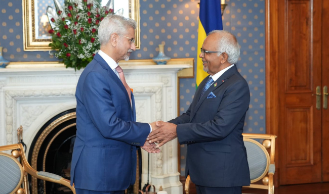 External Affairs Minister Dr. S. Jaishankar called on H.E. Mr. Dharambeer Gokhool, President of Mauritius in Port Louis