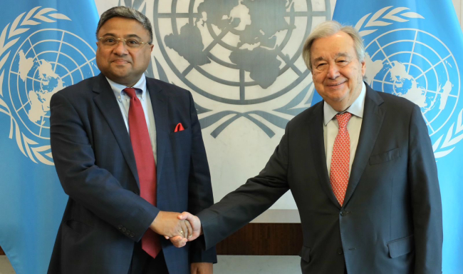 Secretary (West), Shri Sibi George called on H.E. Mr. Antonio Guterres, Secretary-General of the United Nations in New York