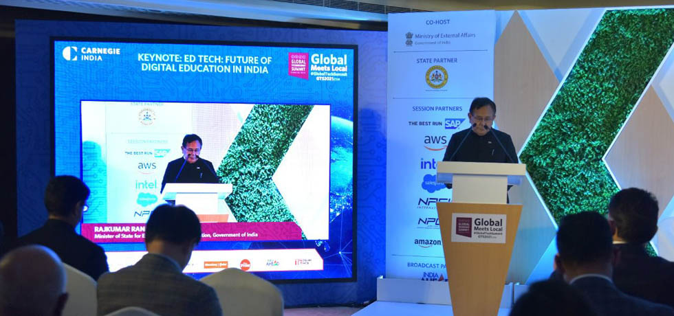Minister of State for External Affairs, Dr. Rajkumar Ranjan Singh addresses Carnegie India Golbal Tech Summit session on future of EdTech in India